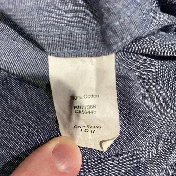 J. CREW‎ Mens Dress Shirt Light Navy Button Up Long Sleeve size Large - Picture 4 of 4